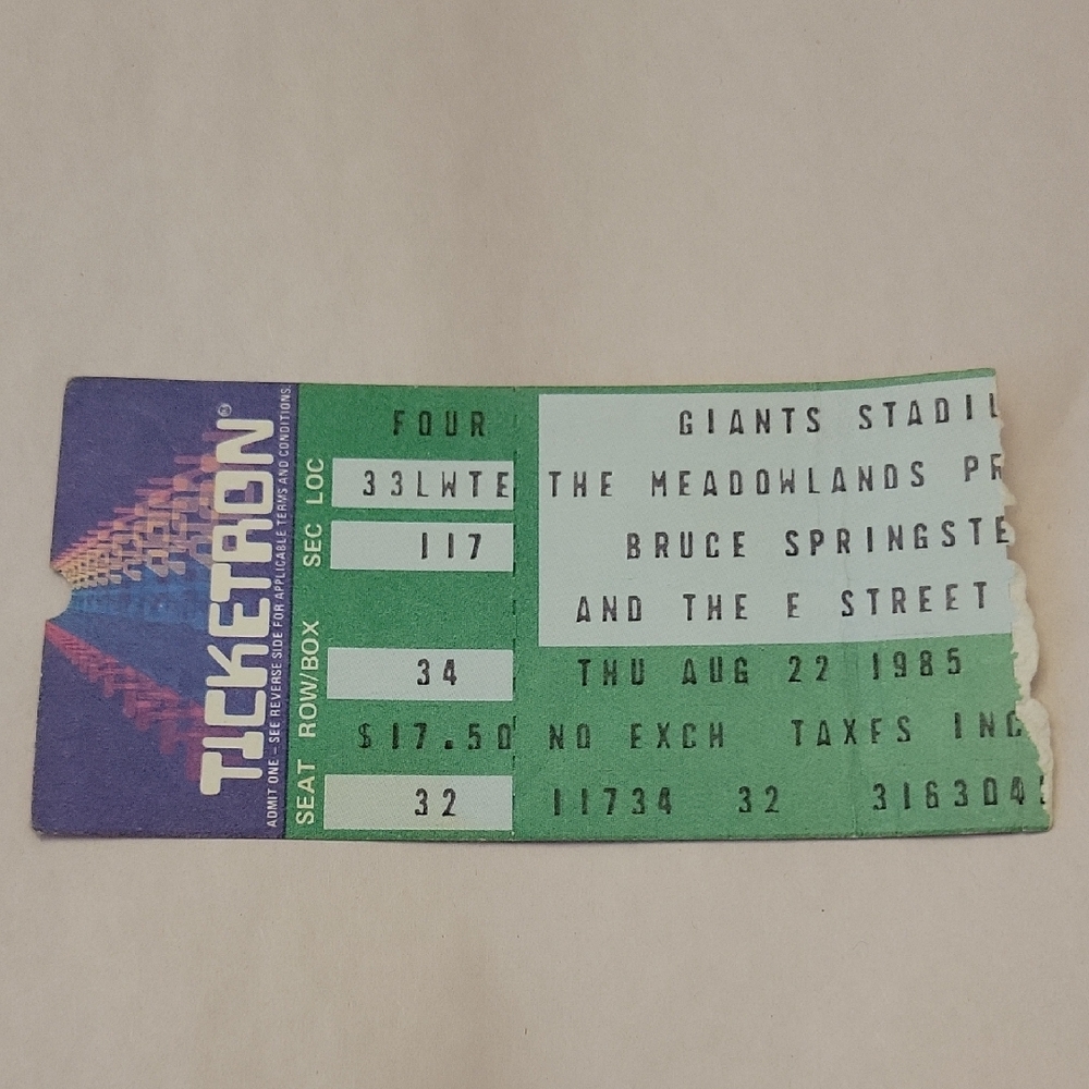 Bruce Springsteen Vintage Ticketron Concert Ticket